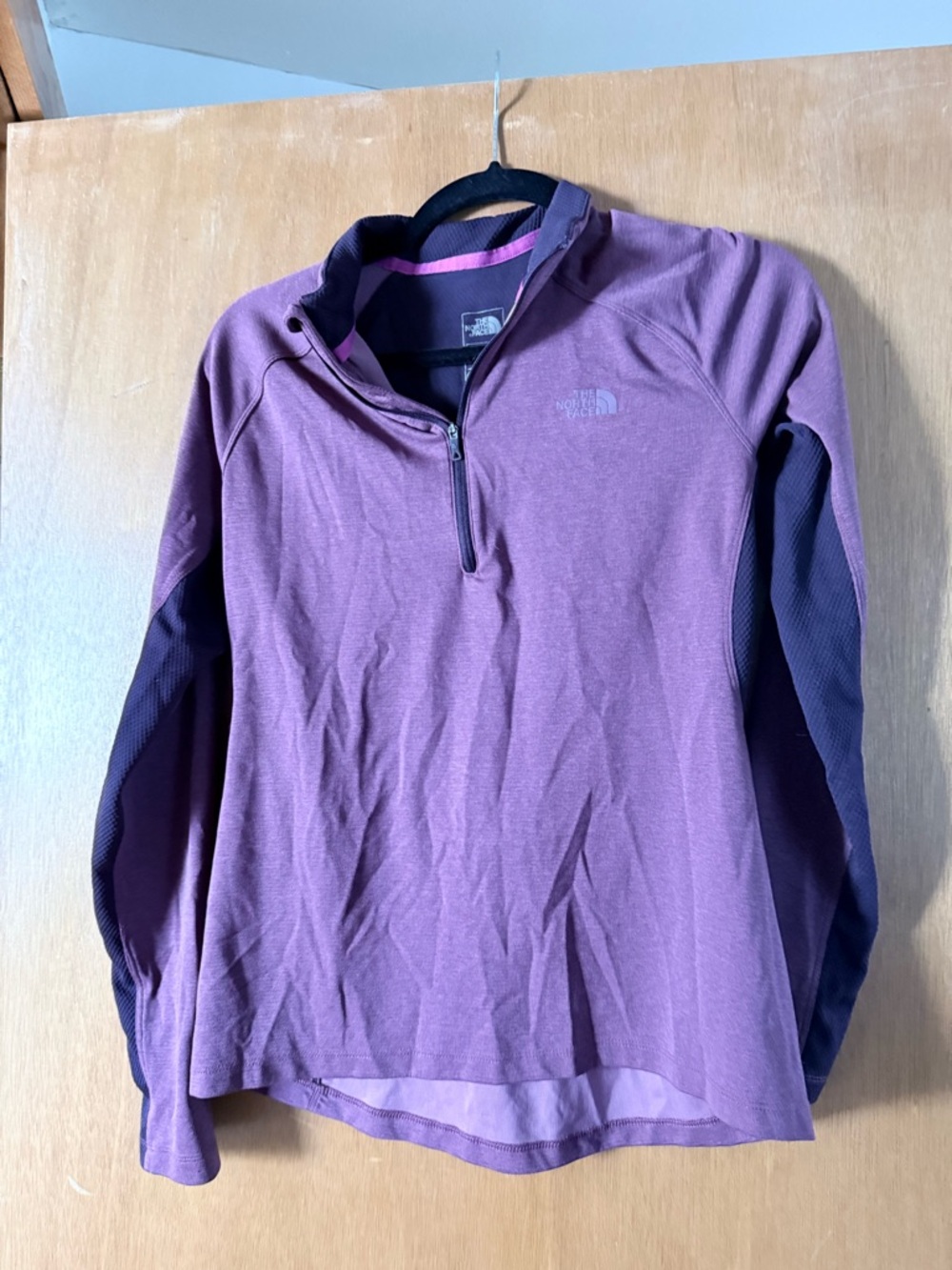 The North Face Plum 1/4 Zip Pullover with Dark Sleeve Panels